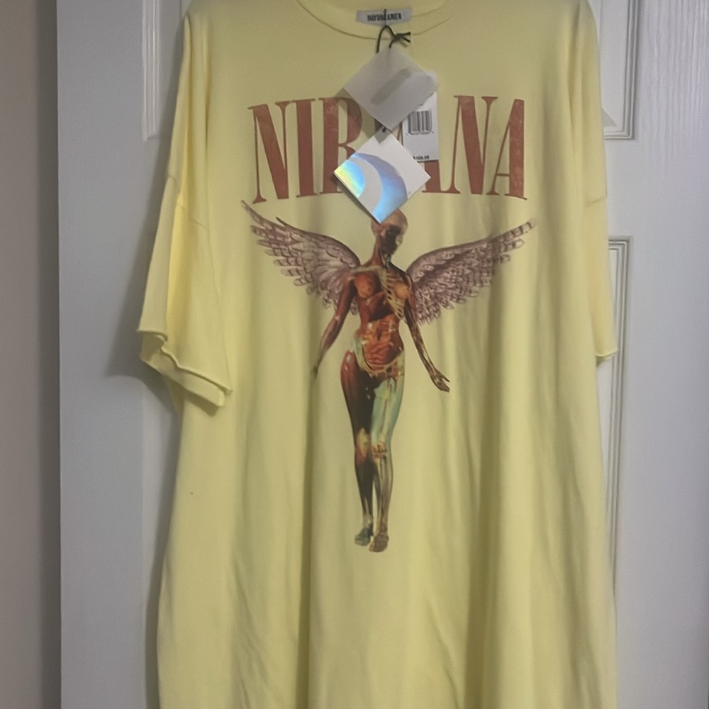 Daydreamer  (DRESS Graphic Nirvana t shirt dress in yellow mist